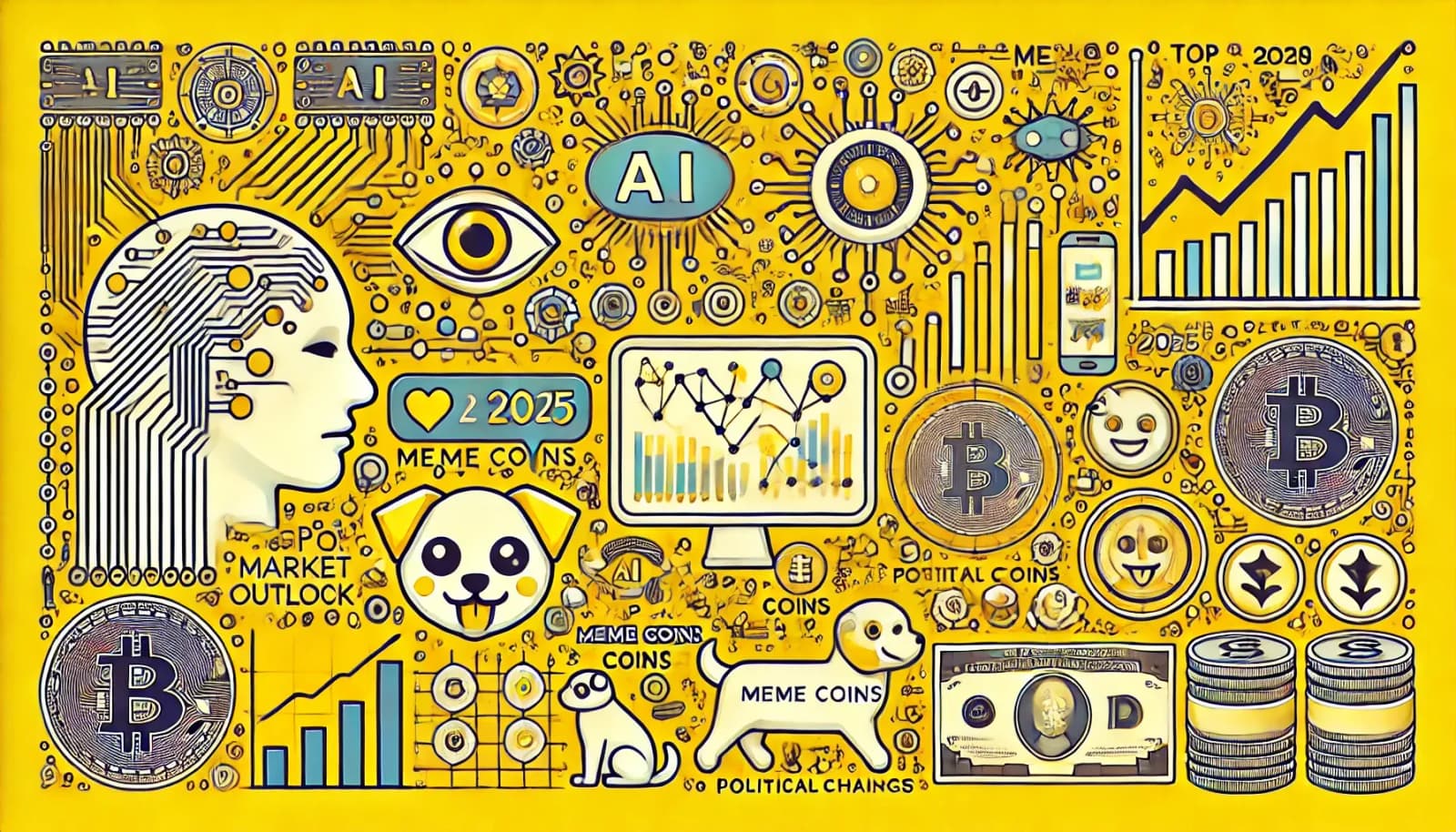 Perspectiva do Mercado de Criptomoedas 2025: IA, Memecoins, Mudanças Políticas