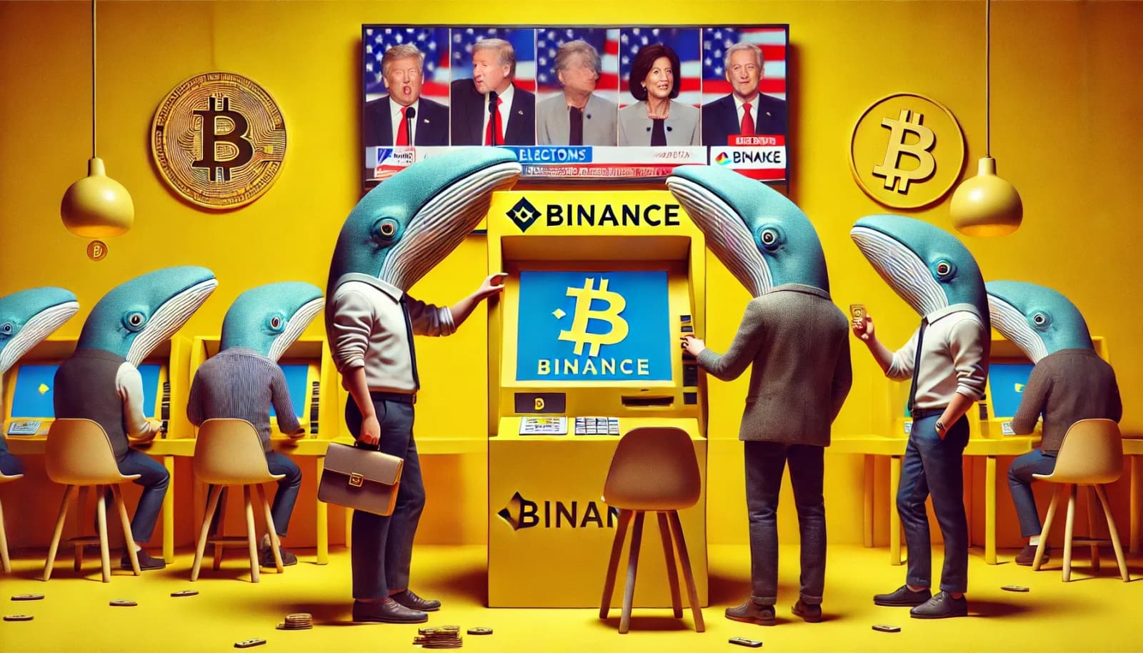 Quelques heures avant la victoire de Donald Trump, des baleines cryptos ont retiré pour 132 millions de dollars en Bitcoin de Binance